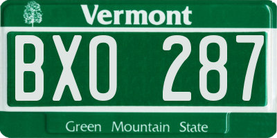 VT license plate BXO287