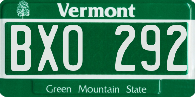 VT license plate BXO292