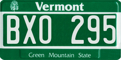 VT license plate BXO295