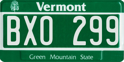 VT license plate BXO299