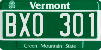 VT license plate BXO301