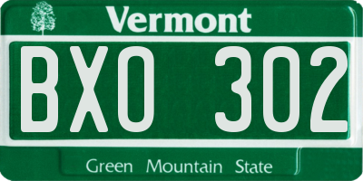 VT license plate BXO302