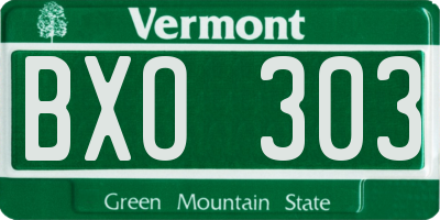 VT license plate BXO303