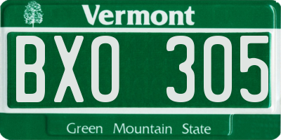 VT license plate BXO305