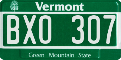 VT license plate BXO307