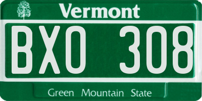 VT license plate BXO308