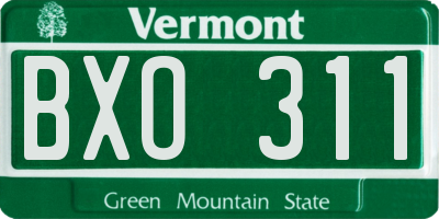 VT license plate BXO311
