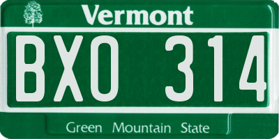 VT license plate BXO314