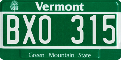 VT license plate BXO315