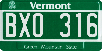 VT license plate BXO316