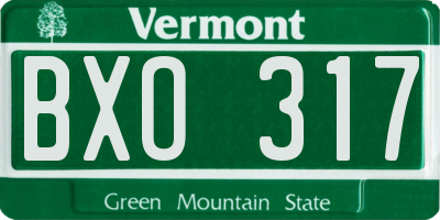 VT license plate BXO317