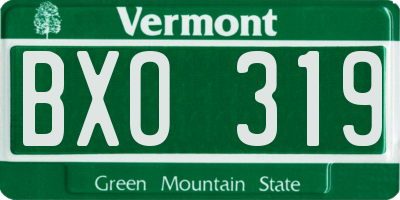 VT license plate BXO319