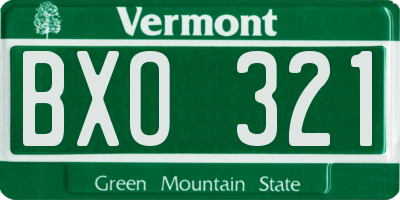 VT license plate BXO321