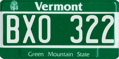 VT license plate BXO322