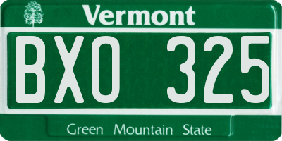VT license plate BXO325