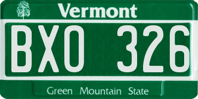 VT license plate BXO326