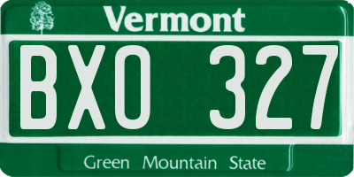 VT license plate BXO327