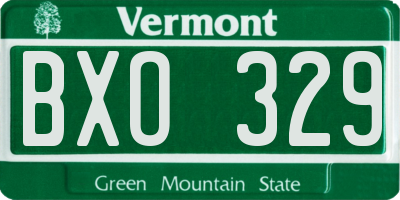 VT license plate BXO329
