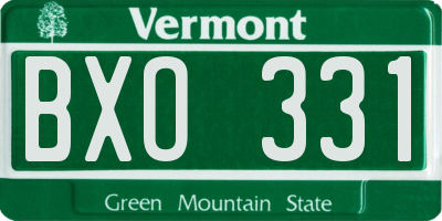 VT license plate BXO331