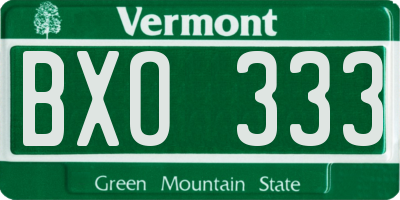VT license plate BXO333