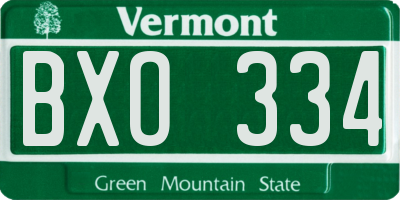 VT license plate BXO334