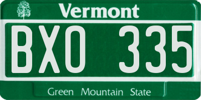 VT license plate BXO335