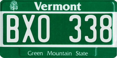 VT license plate BXO338