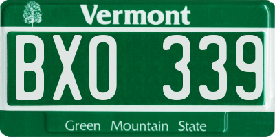 VT license plate BXO339