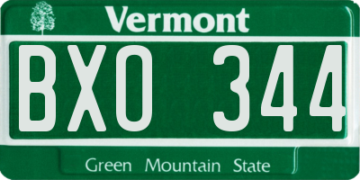 VT license plate BXO344