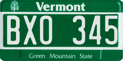 VT license plate BXO345