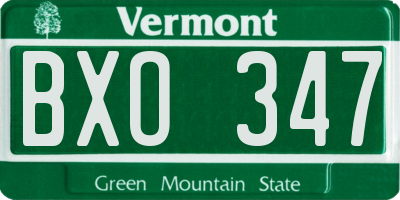 VT license plate BXO347