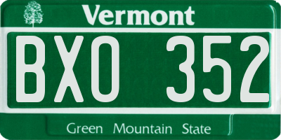 VT license plate BXO352