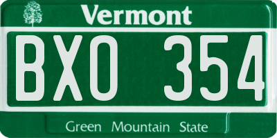 VT license plate BXO354