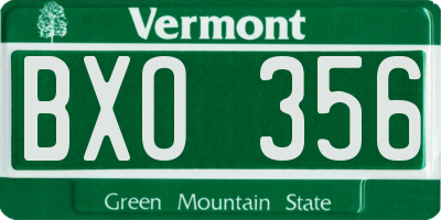 VT license plate BXO356