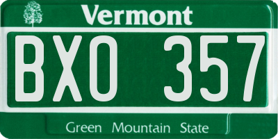 VT license plate BXO357