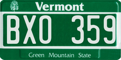 VT license plate BXO359