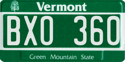VT license plate BXO360