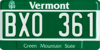 VT license plate BXO361