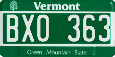 VT license plate BXO363
