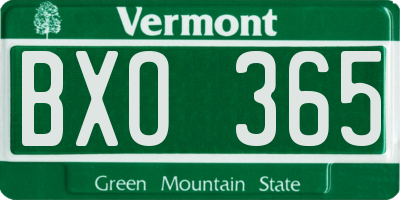 VT license plate BXO365