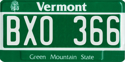 VT license plate BXO366