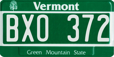 VT license plate BXO372