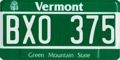 VT license plate BXO375