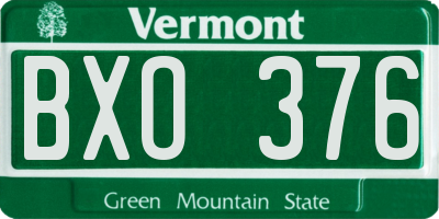 VT license plate BXO376