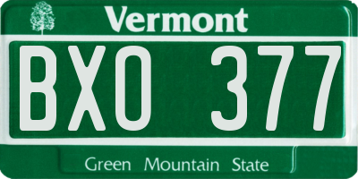 VT license plate BXO377