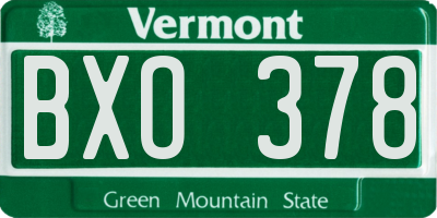 VT license plate BXO378