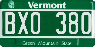 VT license plate BXO380