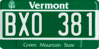 VT license plate BXO381