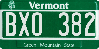 VT license plate BXO382