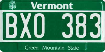 VT license plate BXO383